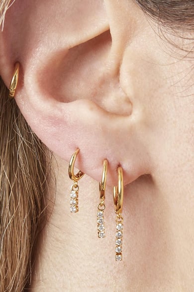 Earrings Set Dangling Diamonds Gold Color Copper h5 Picture2